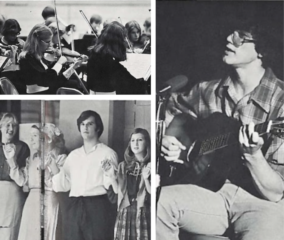 various photos from the first music concert put on by the Turpin music department
